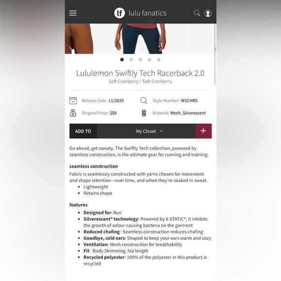 Lululemon Swiftly Tech Racerback 2.0 in Soft Cranberry - Picture 3 of 6